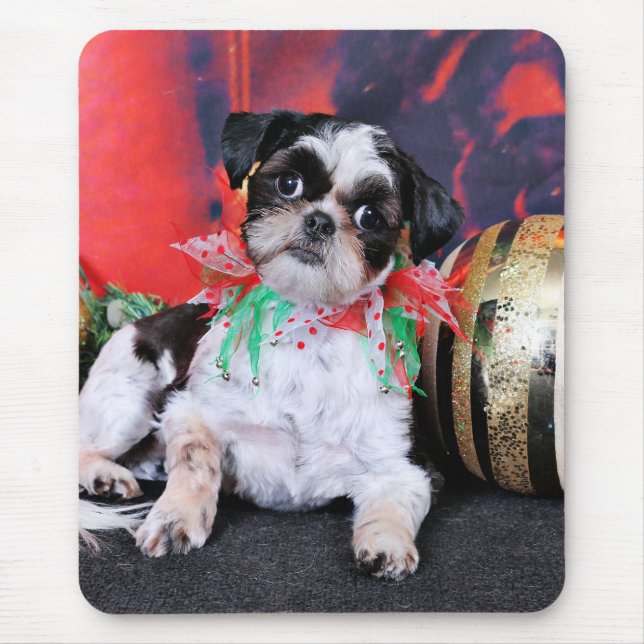 Christmas - Shih Tzu - Chin Ching Mouse Pad (Front)