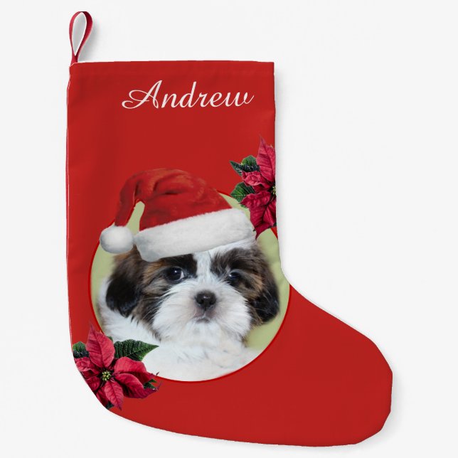 Christmas Shih Tzu dog personalized stocking (Front)
