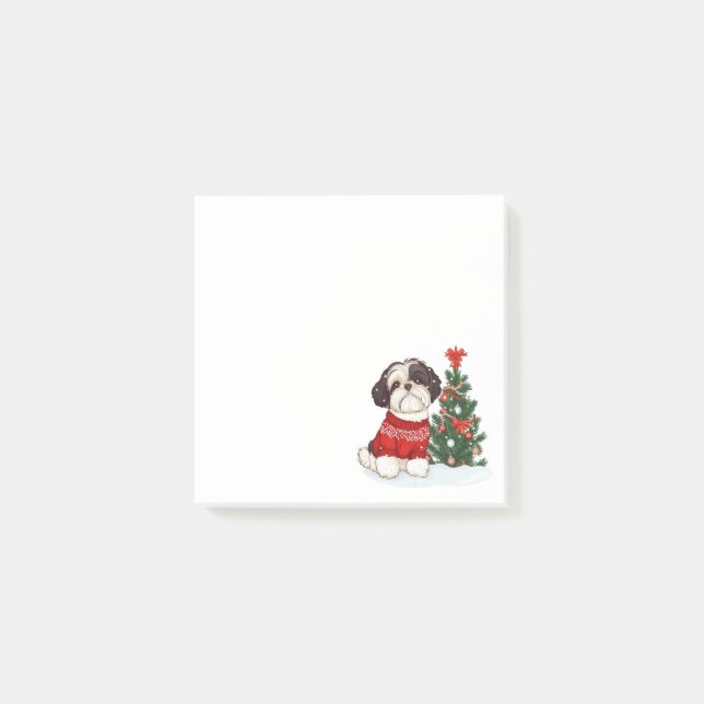 Christmas Shih Tzu Dog Post-it Notes (Front)