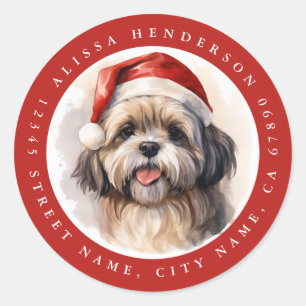 Christmas Shih Tzu Dog Round Stickers