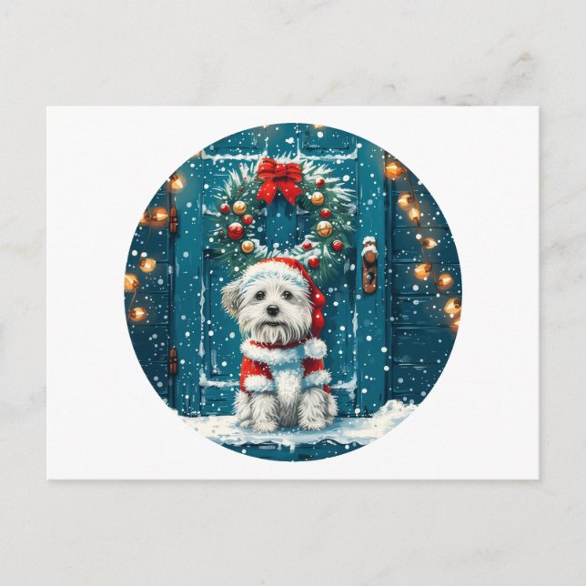 Christmas Shih Tzu Dogs Holiday Postcard (Front)