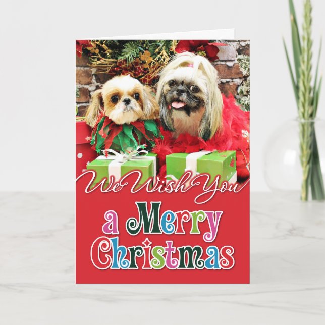 Christmas - Shih Tzu - Earl and Opal Holiday Card (Front)