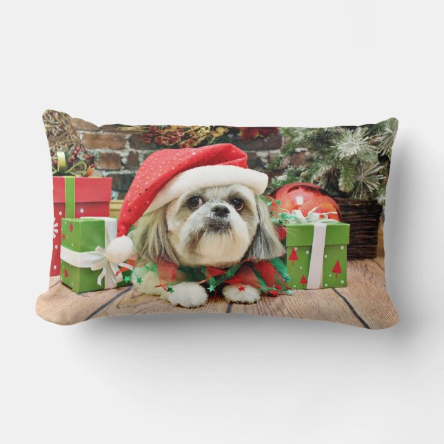 Christmas - Shih Tzu - Gizmo Lumbar Pillow (Front)