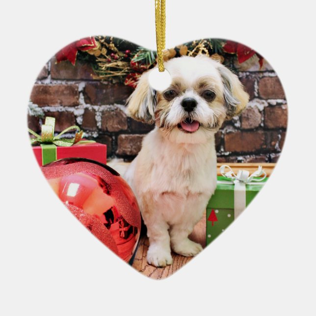 Christmas - Shih Tzu - Marley Ceramic Ornament (Front)