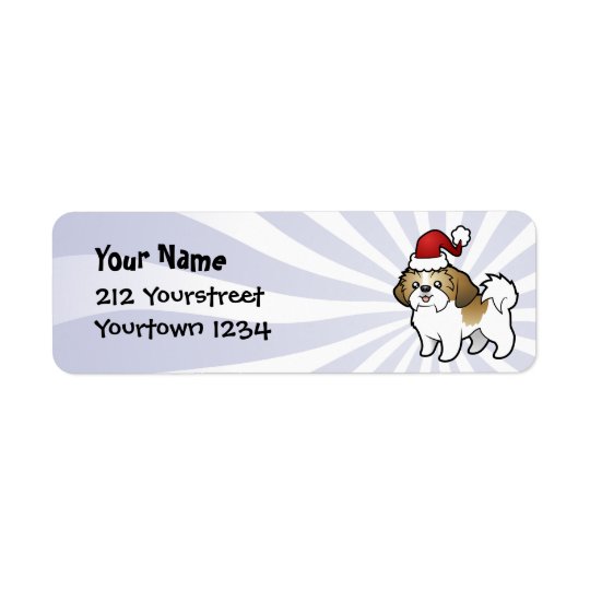 Christmas Shih Tzu (puppy cut) Return Address Label