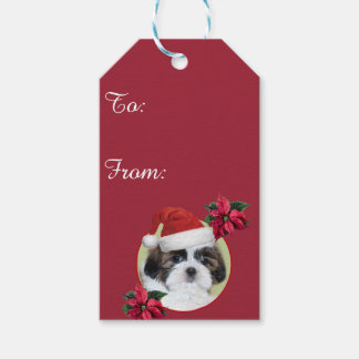 Christmas Shih Tzu puppy gift tags