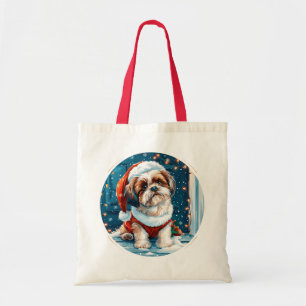 Christmas Shih Tzu Santa Dog Tote Bag