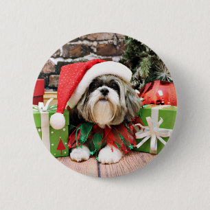 Christmas - Shih Tzu - Vince 2 Inch Round Button