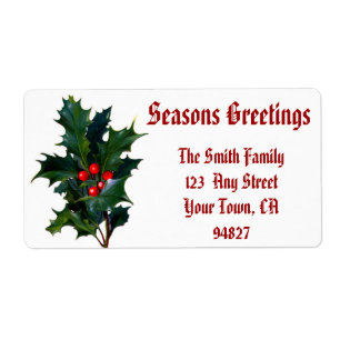 Christmas Shipping  Label customizable holly