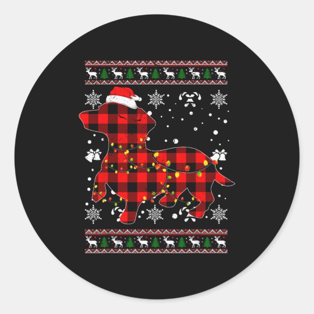 Christmas Shirt For Dachshund Lover Gift Santa Buf Classic Round Sticker (Front)
