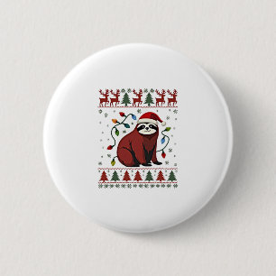 Christmas Shirt for Sloth Lover Gift Santa Buffalo 2 Inch Round Button
