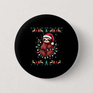 Christmas Shirt for Sloth Lover Gift Santa Buffalo 2 Inch Round Button