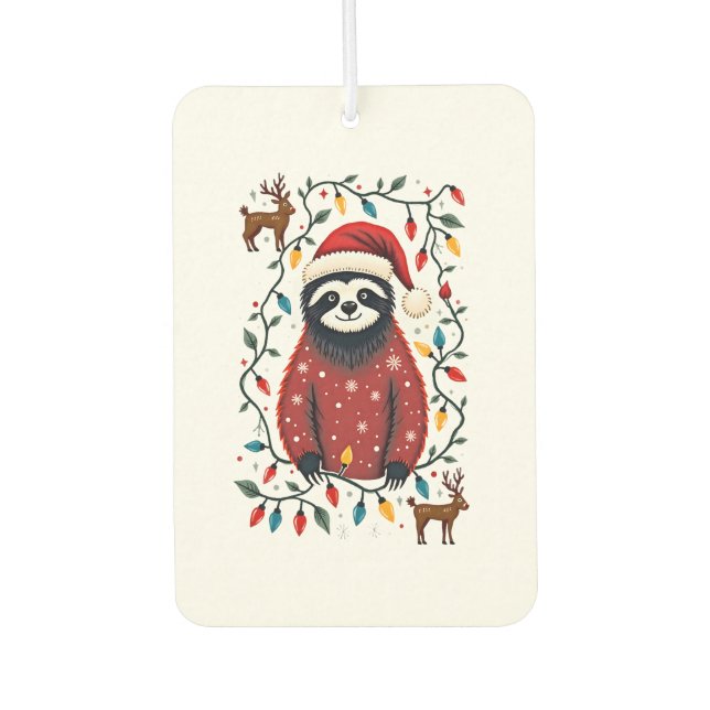 Christmas Shirt for Sloth Lover Gift Santa Buffalo Air Freshener (Front)