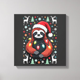 Christmas Shirt for Sloth Lover Gift Santa Buffalo Canvas Print
