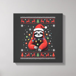 Christmas Shirt for Sloth Lover Gift Santa Buffalo Canvas Print