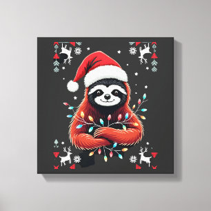 Christmas Shirt for Sloth Lover Gift Santa Buffalo Canvas Print