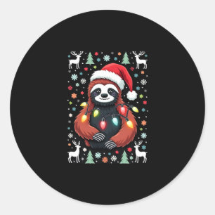 Christmas Shirt for Sloth Lover Gift Santa Buffalo Classic Round Sticker
