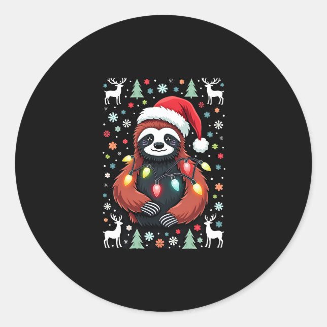 Christmas Shirt for Sloth Lover Gift Santa Buffalo Classic Round Sticker (Front)