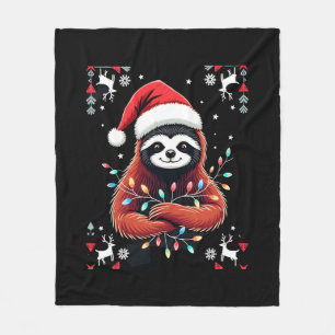 Christmas Shirt for Sloth Lover Gift Santa Buffalo Fleece Blanket