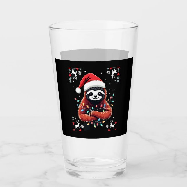 Christmas Shirt for Sloth Lover Gift Santa Buffalo Glass (Front)