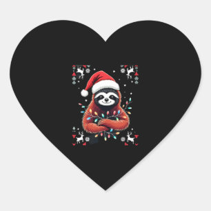 Christmas Shirt for Sloth Lover Gift Santa Buffalo Heart Sticker