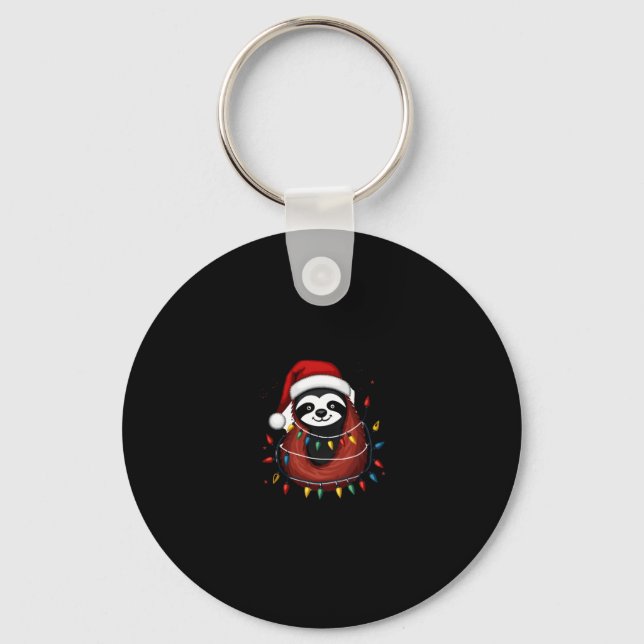 Christmas Shirt for Sloth Lover Gift Santa Buffalo Keychain (Front)