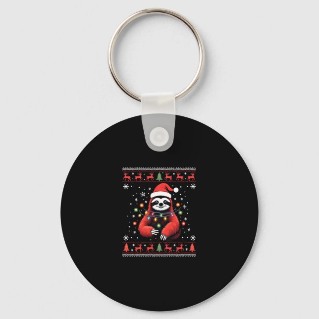 Christmas Shirt for Sloth Lover Gift Santa Buffalo Keychain (Front)