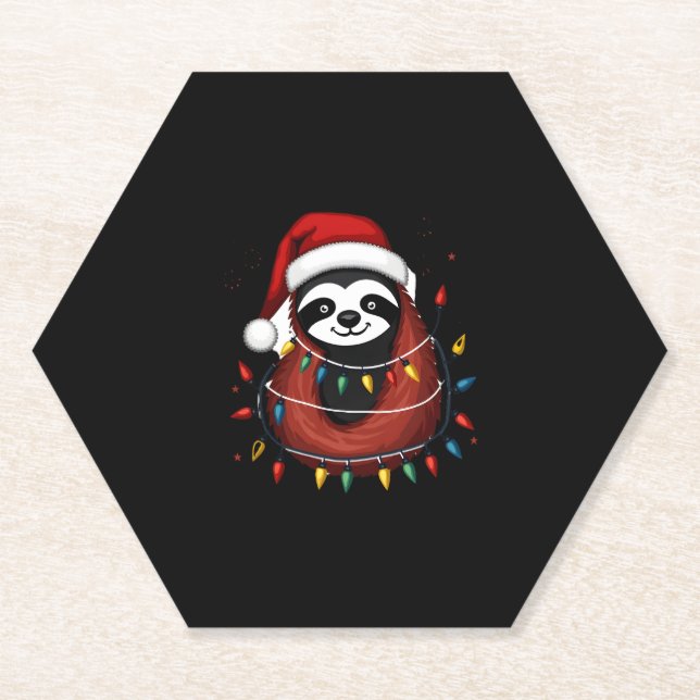 Christmas Shirt for Sloth Lover Gift Santa Buffalo Paper Coaster (Front)