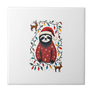 Christmas Shirt for Sloth Lover Gift Santa Buffalo Tile