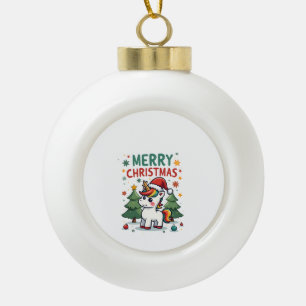 Christmas Shirt Unicorn Girls Christmas Outfit Chr Ceramic Ball Christmas Ornament