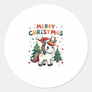 Christmas Shirt Unicorn Girls Christmas Outfit Chr Classic Round Sticker