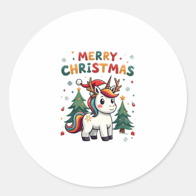 Christmas Shirt Unicorn Girls Christmas Outfit Chr Classic Round Sticker (Front)