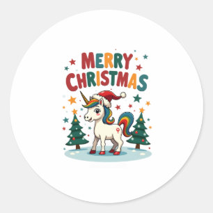 Christmas Shirt Unicorn Girls Christmas Outfit Chr Classic Round Sticker