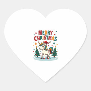 Christmas Shirt Unicorn Girls Christmas Outfit Chr Heart Sticker