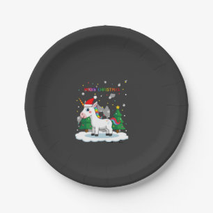 Christmas Shirt Unicorn Girls Christmas Outfit Chr Paper Plate