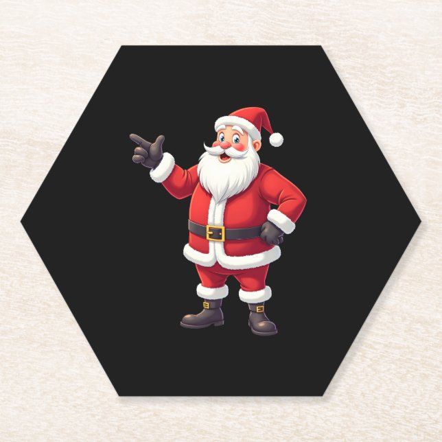 Christmas Shirts for Boys Kids Dabbing Santa Xmas  Paper Coaster (Front)
