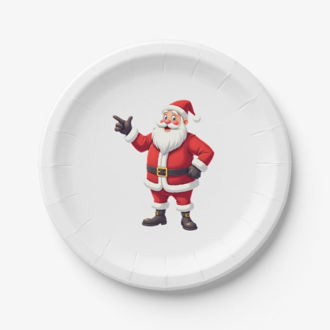 Christmas Shirts for Boys Kids Dabbing Santa Xmas  Paper Plate (Front)