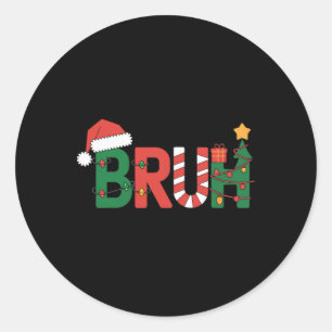 Christmas Shirts For Kids Boys Bruh Funny Christma Classic Round Sticker