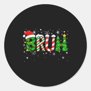 Christmas Shirts For Kids Boys Bruh Funny Christma Classic Round Sticker