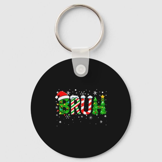 Christmas Shirts For Kids Boys Bruh Funny Christma Keychain (Front)
