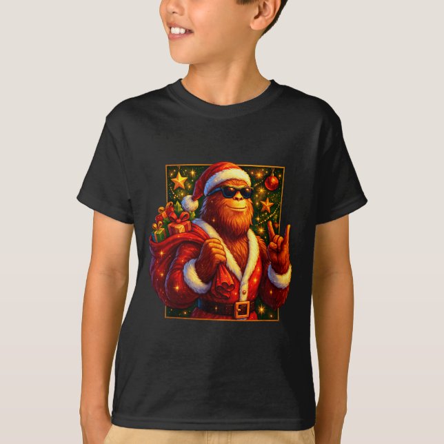 Christmas Shirts Funny Xmas Sasquatch Santa Bigfoo (Front)