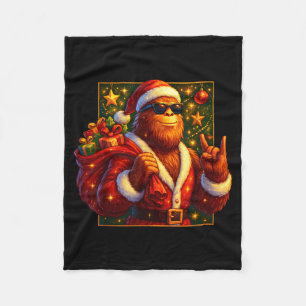 Christmas Shirts Funny Xmas Sasquatch Santa Bigfoo Fleece Blanket