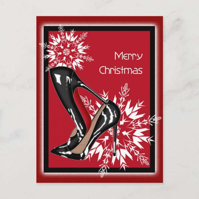 Christmas Shoes Stilettos fashion Snowflake Xmas Holiday Postcard (Front)