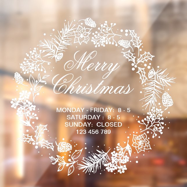 Christmas Shop Decor Holiday Season White  Window Cling (Sheet 2)