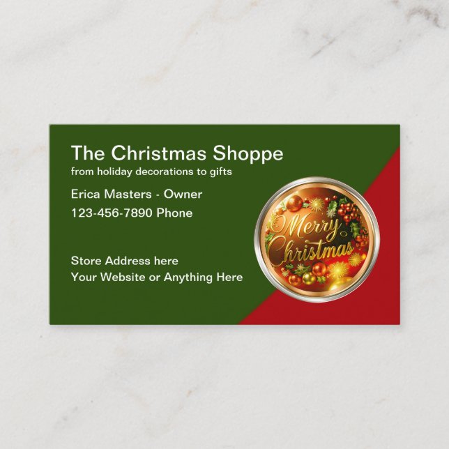 Christmas Shop Theme Business Cards (Front)