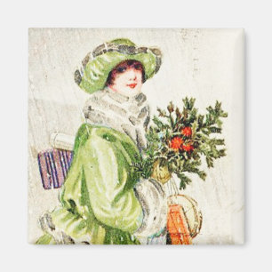 Christmas Shopper Vintage Magnet