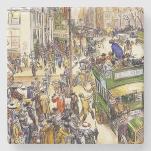 Christmas Shoppers on Fifth Avenue (New York City) Stone Coaster