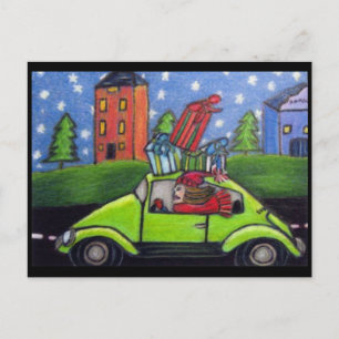 Christmas Shopping Car Gifts Holiday Postcard