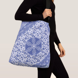 Christmas Shopping Elegant Blue Snowflakes Crossbody Bag