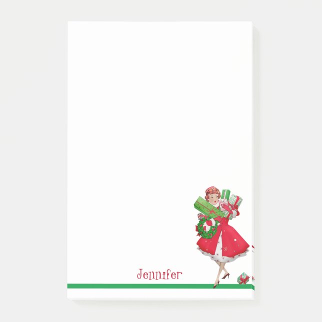 Christmas Shopping in High Heels Add Name Gift Post-it Notes (Front)